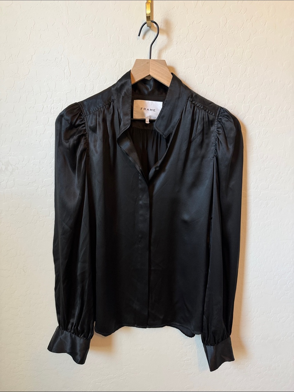 FRAME Gillian 100% silk button down blouse black size small - Picture 4 of 7